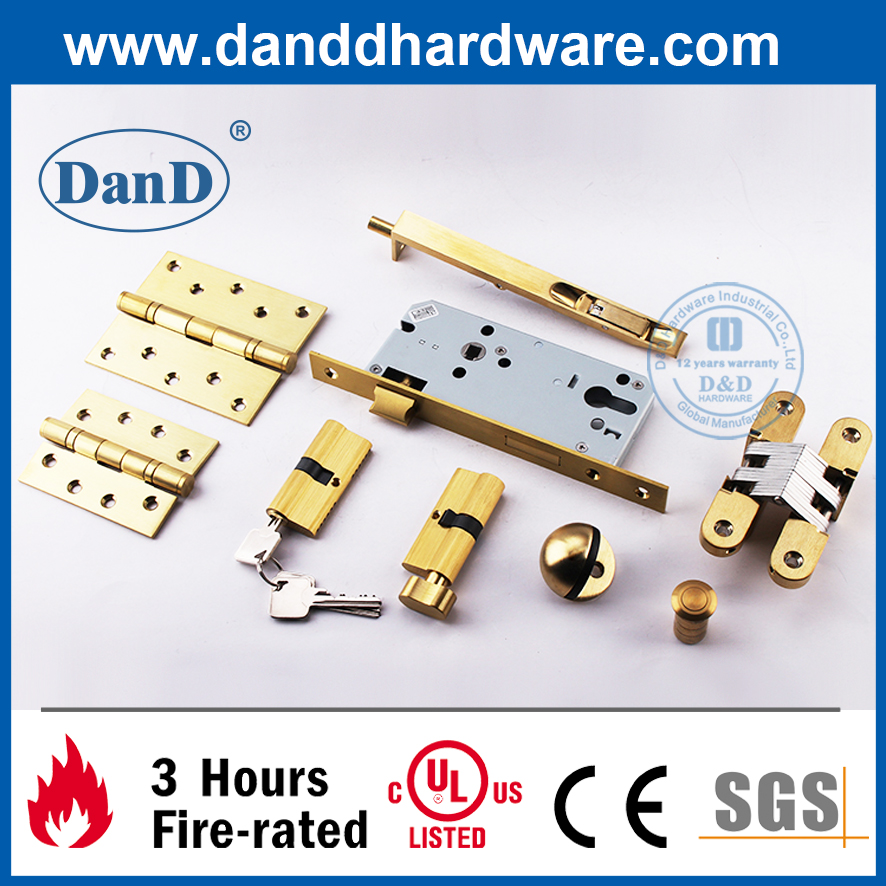 欧元纯黄铜夜闩锁钥匙半筒-DDLC010
